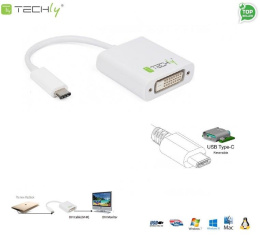 Adapter Techly USB31-DVI USB-C 3.1 na DVI M/Ż, biały 0,15m IADAP