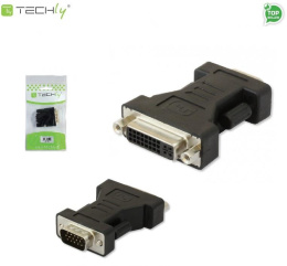 Adapter Techly DVI-9100 DVI na VGA Ż/M, czarny IADAP