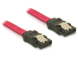 Kabel SATA II Delock 0,5m z zatrzaskami metalowymi czerwony