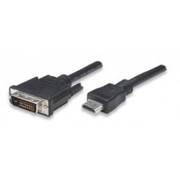 Kabel adapter Manhattan HDMI męski na DVI-D 24+1 męski, Dual Link, 1,8m, czarny