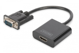 Kabel adapter DIGITUS VGA do HDMI 1080p FHD audio 3.5mm MiniJack