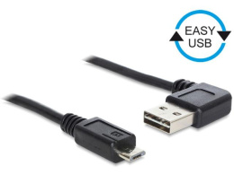 Kabel USB 2.0 Delock A(M) - micro B(M) 0,5m czarny kątowy lewo/prawo Easy-USB