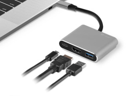 Kabel adapter 3w1 Tracer A-1, USB-C, HDMI 4K, USB 3.0, PDW 100W
