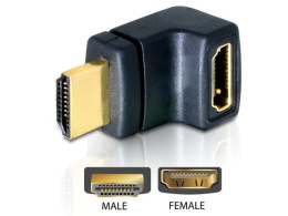 Adapter Delock HDMI- HDMI M/F kątowy prawy czarny