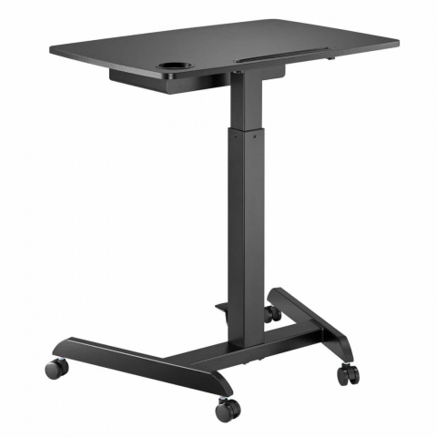 Biurko, stolik do laptopa Maclean MC-903B regulacja wysokości, z szufladą, czarne, do pracy stojąco siedzącej, max wys 113cm - 8