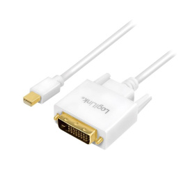 Kabel adapter LogiLink CV0137 Mini DisplayPort - DVI, biały, 1,8m