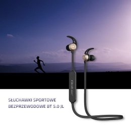 Słuchawki z mikrofonem Qoltec bezprzewodowe sportowe | BT 5.0 JL | magnetyczne | Czarne