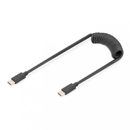 Kabel USB 2.0 DIGITUS spiralny USB C/USB C, PD 60W, czarny, max. 1m