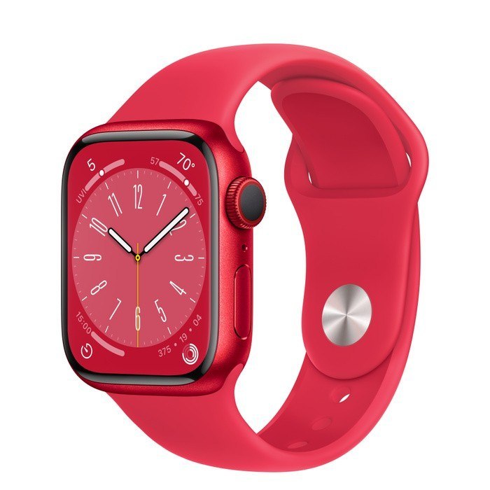 Apple Watch Series 8 GPS + Cellular, 41 mm Koperta z aluminium w kolorze (PRODUCT)RED z paskiem sportowym w kolorze (PRODUCT)RED - reg