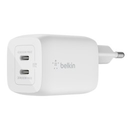 Belkin Podwójna ładowarka ścienna USB-C GaN z PPS 65 W Biała