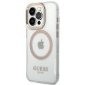 Guess GUHMP14XHTRMD iPhone 14 Pro Max 6,7" złoty/gold hard case Metal Outline Magsafe