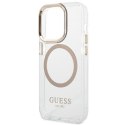Guess GUHMP14XHTRMD iPhone 14 Pro Max 6,7" złoty/gold hard case Metal Outline Magsafe