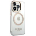 Guess GUHMP14LHTRMD iPhone 14 Pro 6,1" złoty/gold hard case Metal Outline Magsafe