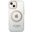 Guess GUHMP14MHTRMD iPhone 14 Plus 6,7" złoty/gold hard case Metal Outline Magsafe