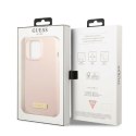 Guess GUHMP13XSPLP iPhone 13 Pro Max 6,7" różowy/pink hard case Silicone Logo Plate MagSafe