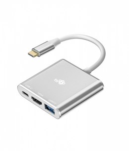 TB Adapter HUB USB C 3w1 - HDMI, USB, PD srebrny