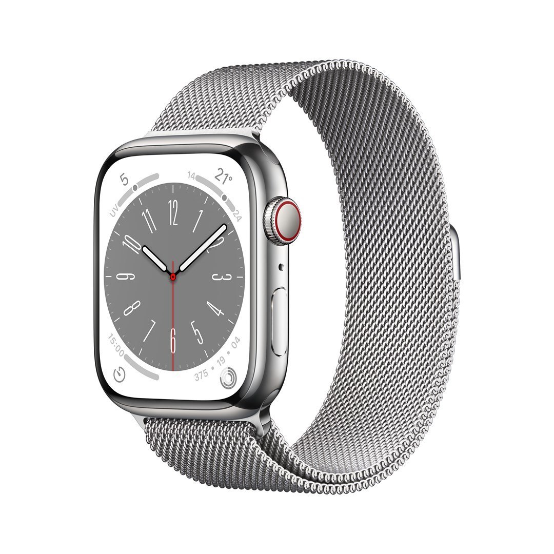 Apple Watch Series 8 GPS + LTE 45mm Silver Stainless Steel Case with Silver Milanese Loop