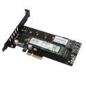 AXAGON PCEM2-DC Adapter wewnętrzny PCIe x4, 1x M.2 NVMe M-key + 1x SATA B-key slot, chłodnica, SP & LP + radiator