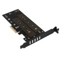 AXAGON PCEM2-DC Adapter wewnętrzny PCIe x4, 1x M.2 NVMe M-key + 1x SATA B-key slot, chłodnica, SP & LP + radiator