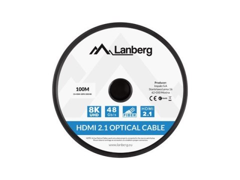 Lanberg Kabel HDMI M/M v2.1 100M 8K czarny optyczny AOC
