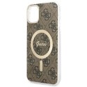 Zestaw Guess GUBPN61H4EACSW Case+Charger iPhone 11 6,1" brązowy/brown hard case 4G Print MagSafe