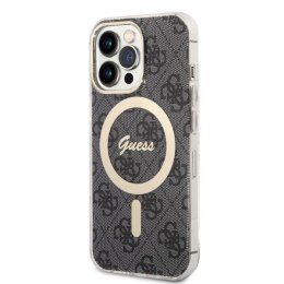 Zestaw Guess GUBPP13LH4EACSK Case+ Charger iPhone 13 Pro czarny/black hard case 4G Print MagSafe