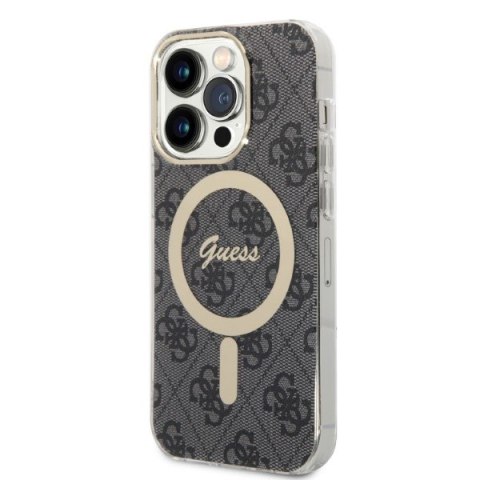 Zestaw Guess GUBPP14XH4EACSK Case+ Charger iPhone 14 Pro Max 6,7" czarny/black hard case 4G Print MagSafe