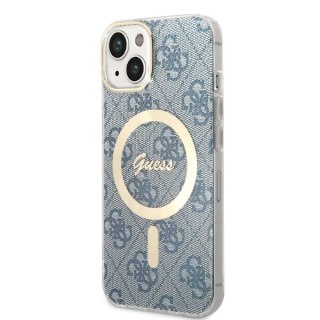 Zestaw Guess GUBPP14MH4EACSB Case+ Charger iPhone 14 Plus 6,7" niebieski/blue hard case 4G Print MagSafe