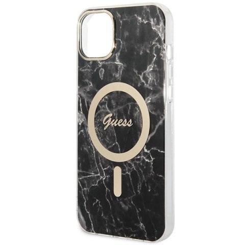 Zestaw Guess GUBPP14MHMEACSK Case+ Charger iPhone 14 Plus 6,7" czarny/black hard case Marble MagSafe
