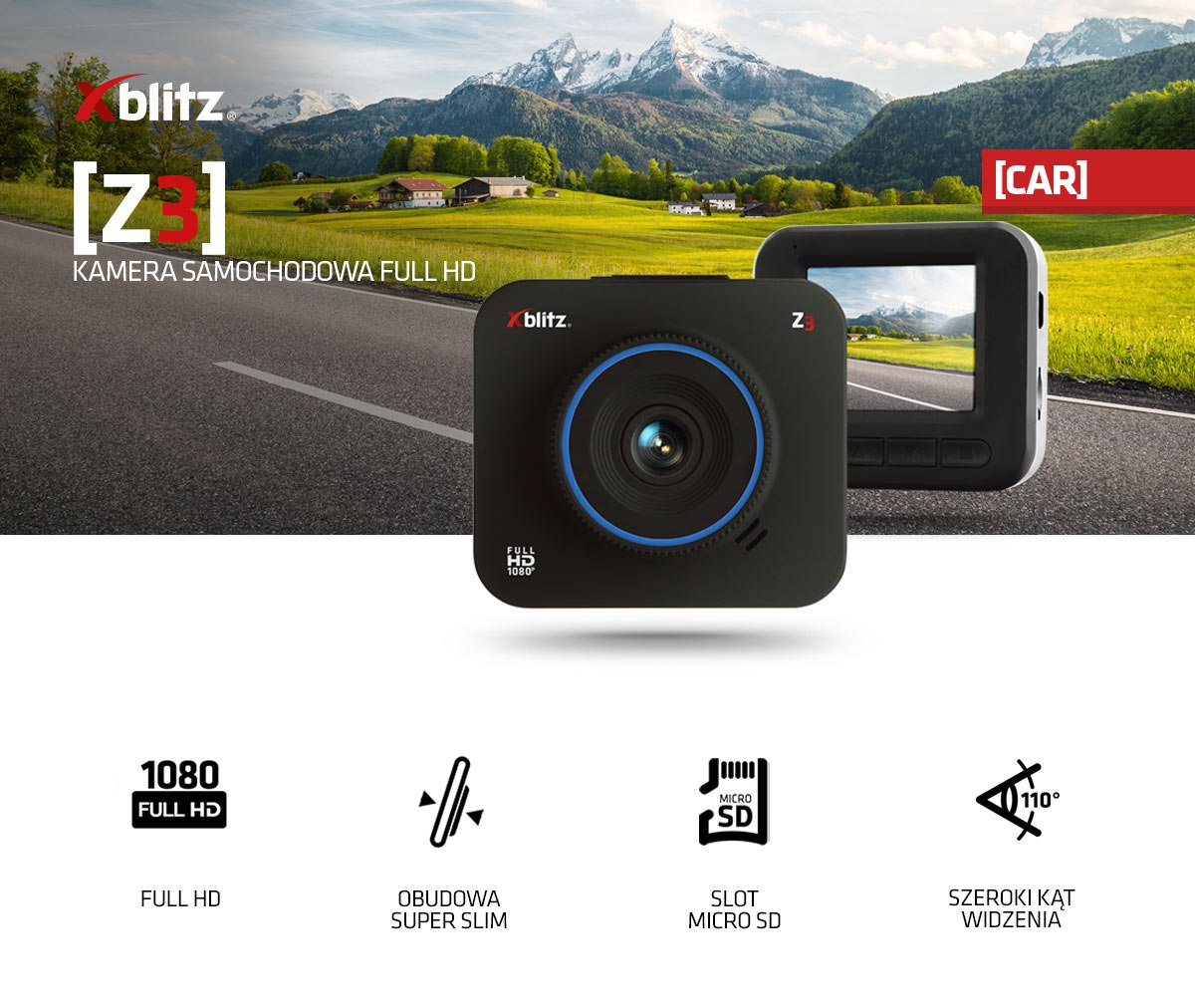 Mini wideorejestrator samochodowy FULL HD Xblitz Z3